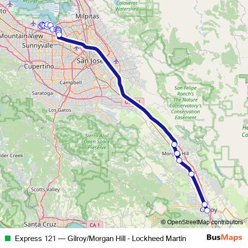 Express 121 bus Line Map