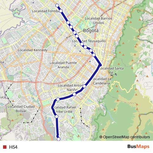 H54 bus Line Map