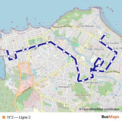 N°2 bus Line Map