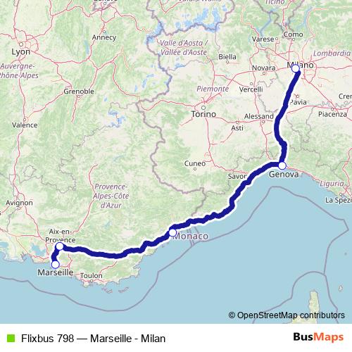 Flixbus 798 bus Line Map
