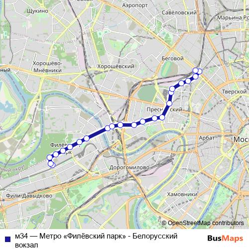 м34 bus Line Map