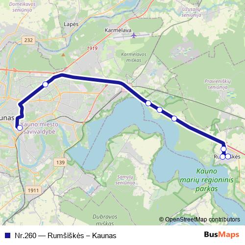 Nr.260 bus Line Map