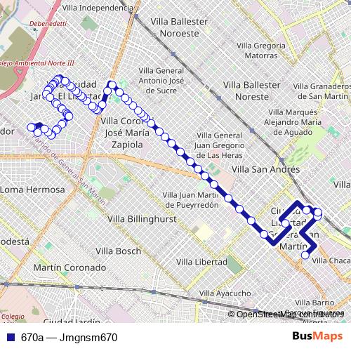 670a bus Line Map