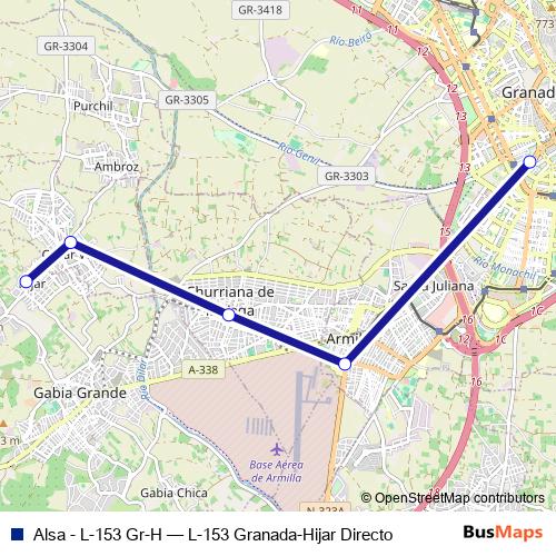 Alsa - L-153 Gr-H bus Line Map