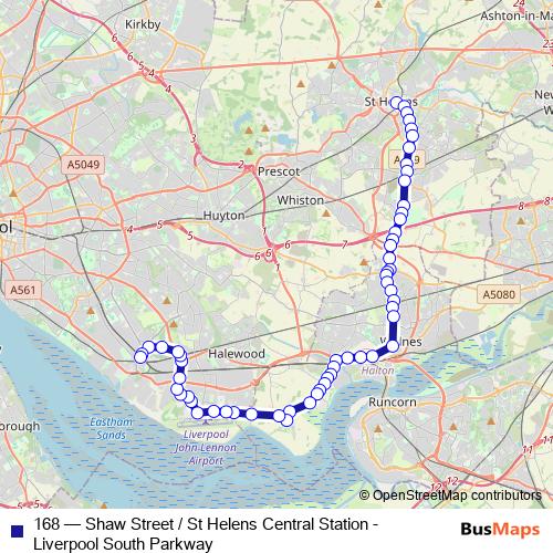 168 bus Line Map