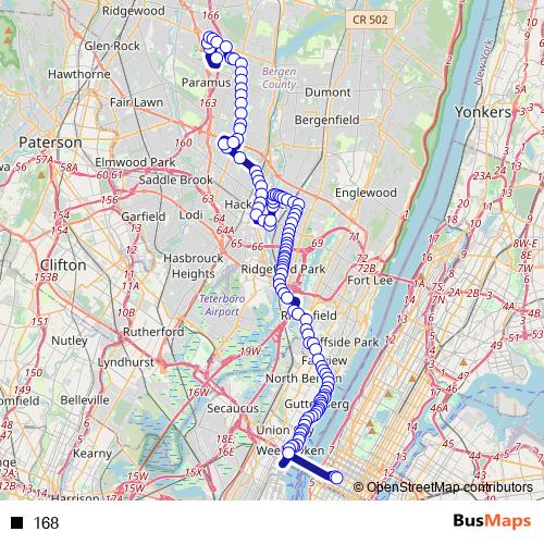 168 bus Line Map