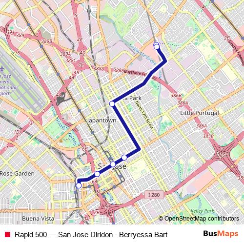 Rapid 500 bus Line Map