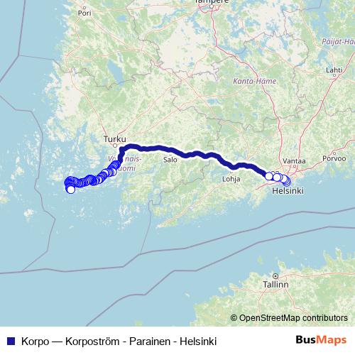 Korpo bus Line Map