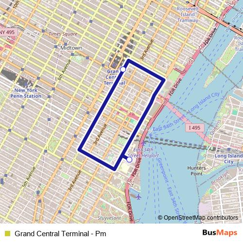 Grand Central Terminal - Pm bus Line Map
