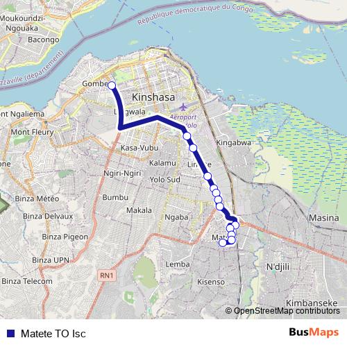 Matete TO Isc bus Line Map