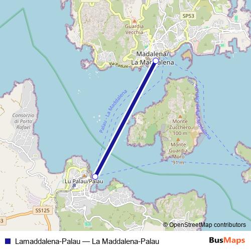 Lamaddalena-Palau ferry Line Map