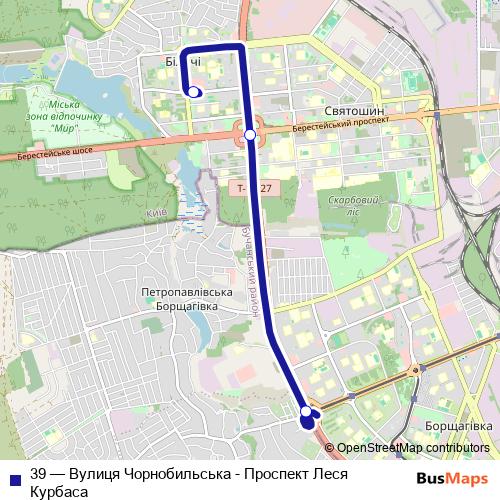 39 trolleybus Line Map