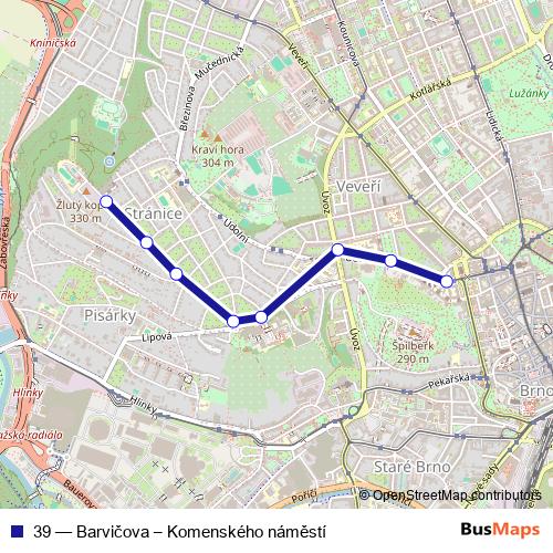 39 trolleybus Line Map