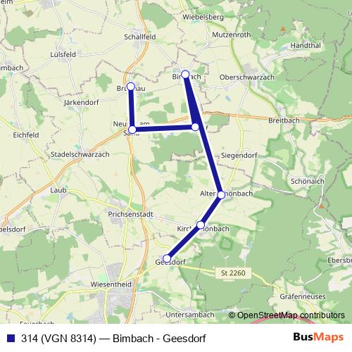 314 (VGN 8314) bus Line Map
