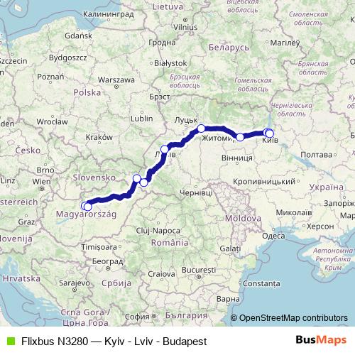 Flixbus N3280 bus Line Map