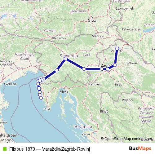Flixbus 1873 bus Line Map