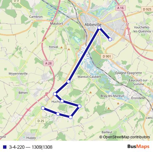 3-4-220 bus Line Map