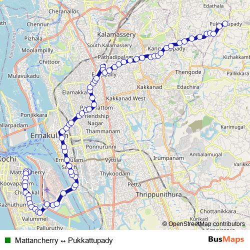 Mattancherry ↔ Pukkattupady bus Line Map