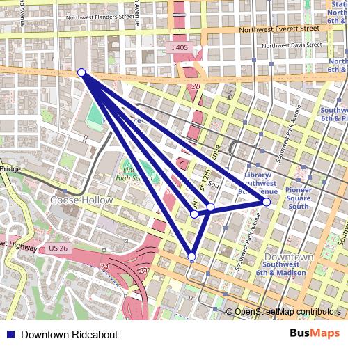 Downtown Rideabout bus Line Map