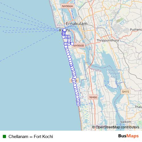 Chellanam ↔ Fort Kochi bus Line Map
