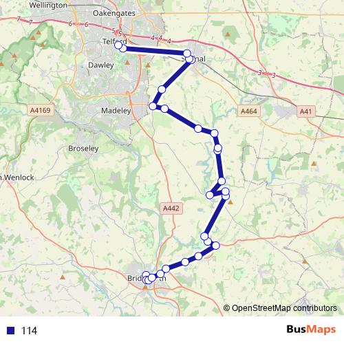 114 bus Line Map