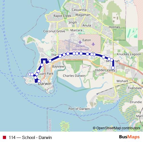 114 bus Line Map