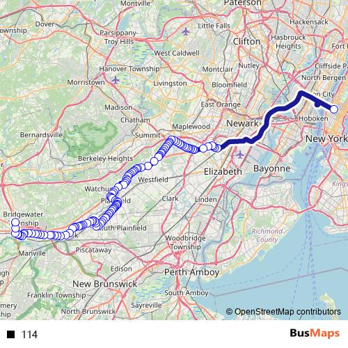 114 bus Line Map