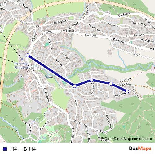 114 bus Line Map