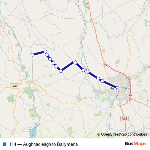 114 bus Line Map
