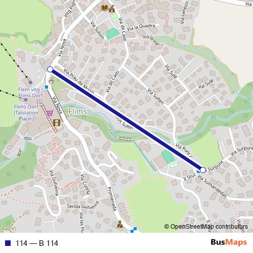 114 bus Line Map