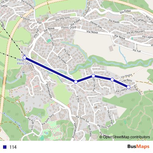 114 bus Line Map