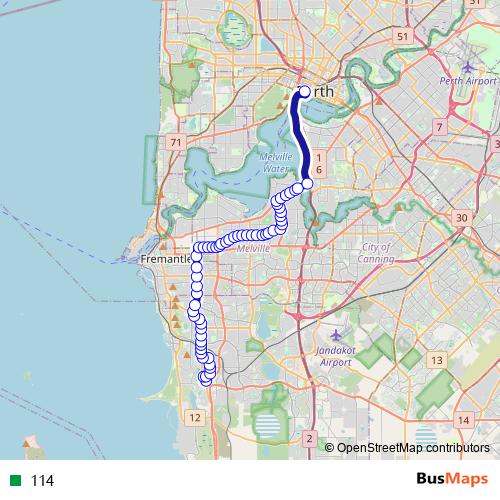 114 bus Line Map