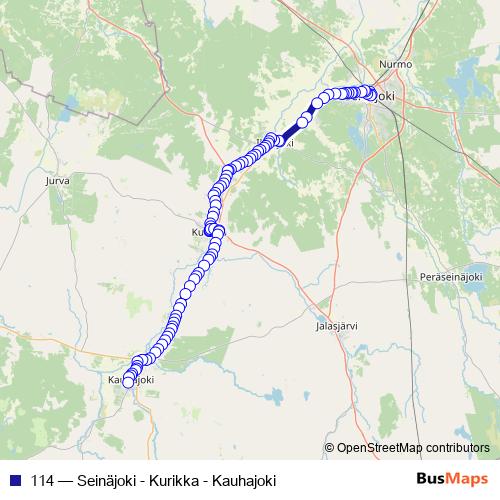 114 bus Line Map
