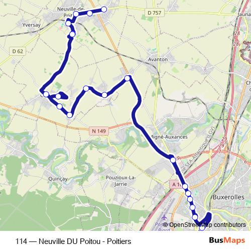 114 bus Line Map