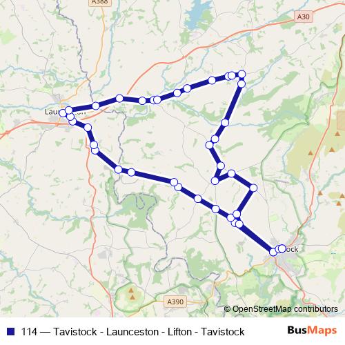 114 bus Line Map