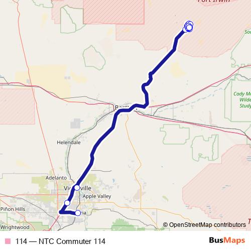 114 bus Line Map