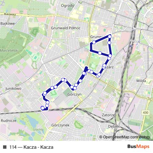 114 bus Line Map