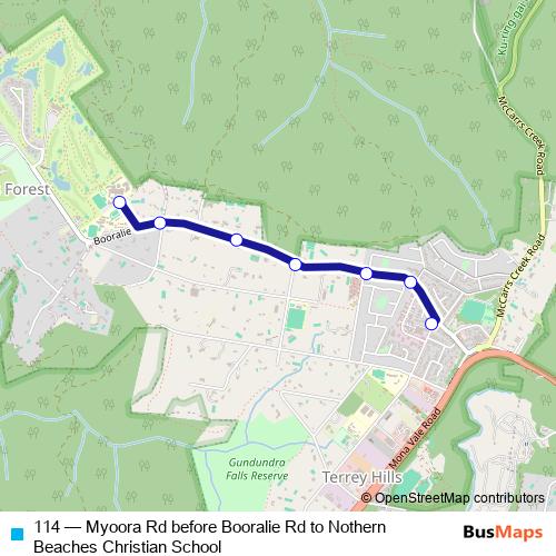 114 bus Line Map