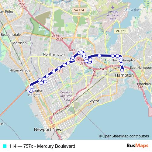 114 bus Line Map