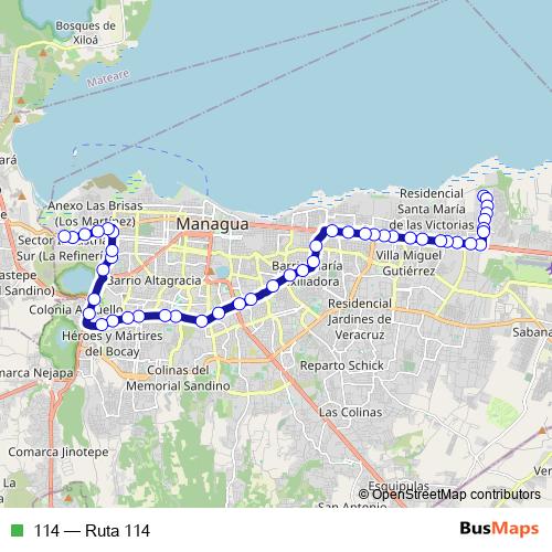 114 bus Line Map