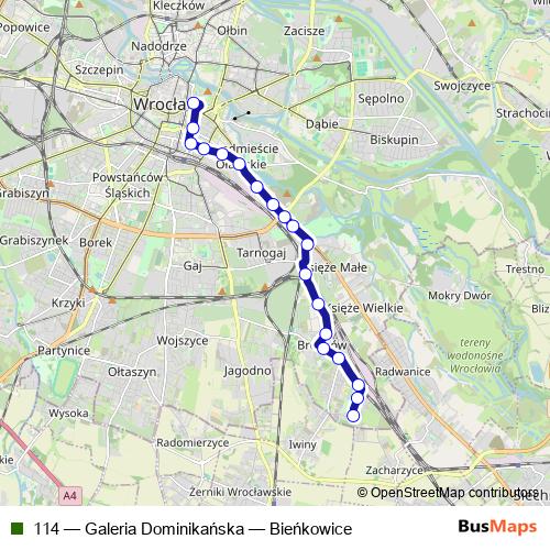 114 bus Line Map