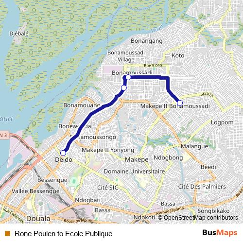 Rone Poulen to Ecole Publique bus Line Map