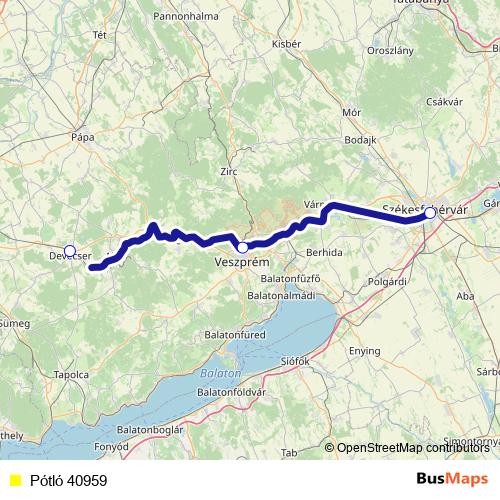 Pótló 40959 bus Line Map