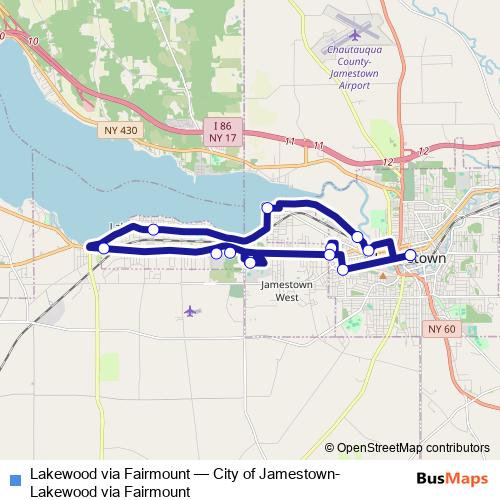 Lakewood via Fairmount bus Line Map
