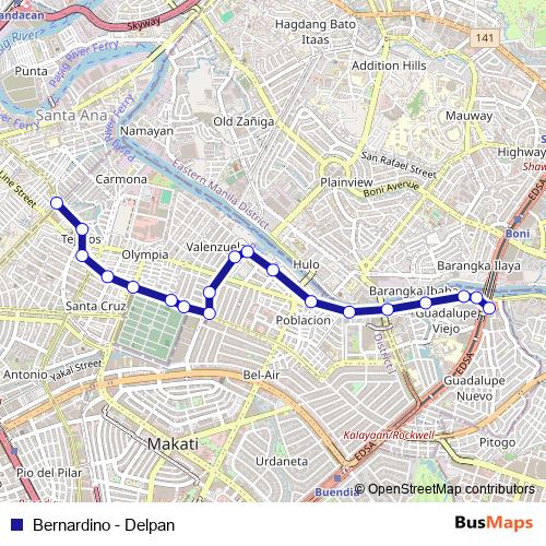 Bernardino - Delpan bus Line Map