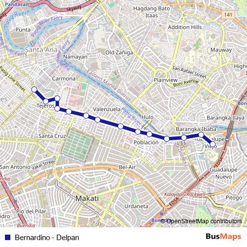Bernardino - Delpan bus Line Map