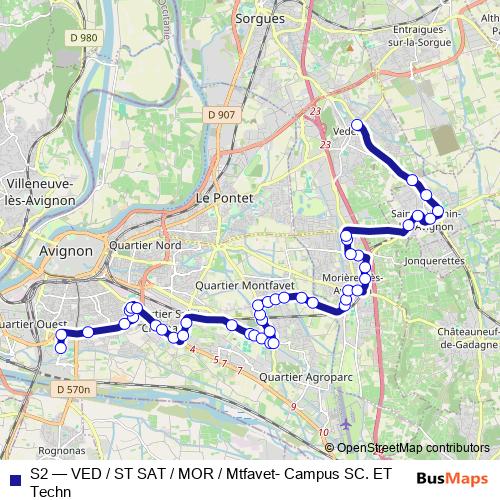 S2 bus Line Map