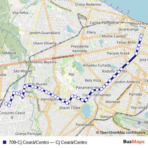 709-Cj Ceará/Centro bus Line Map