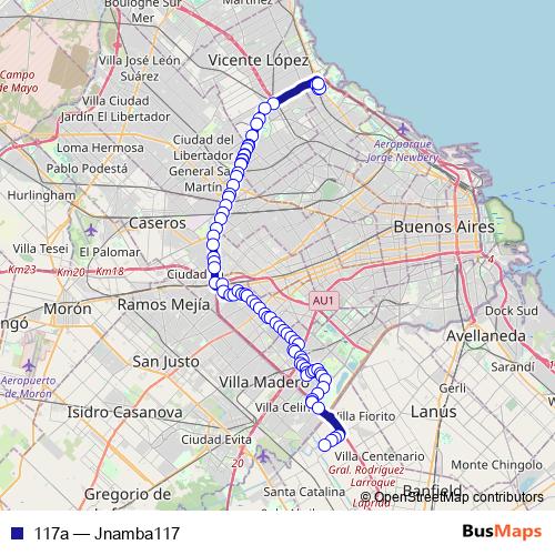 117a bus Line Map