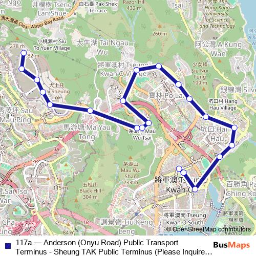 117a bus Line Map